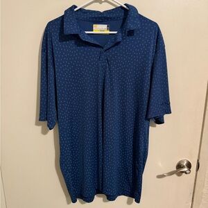 Men's Short Sleeve Polo in Navy with Micro Dot Print